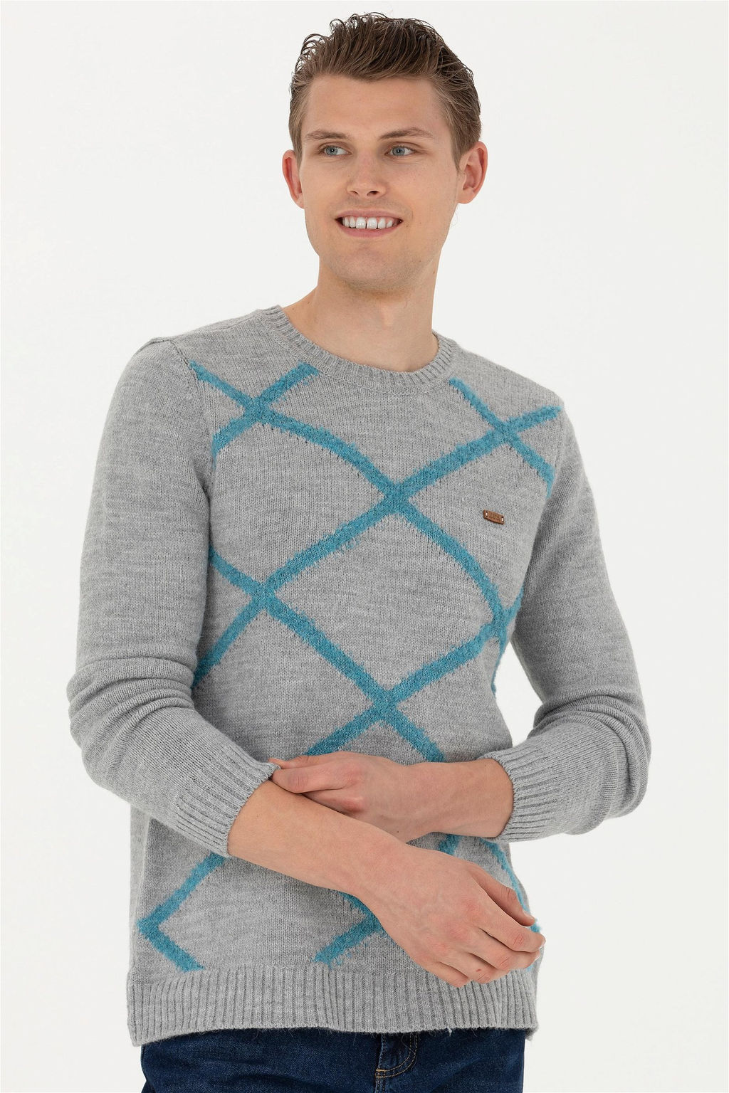 Мужской серый меланжевый свитер - U.s. polo assn фото 10