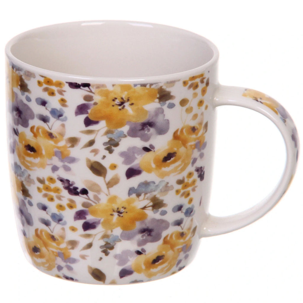 Цена за 2 шт. Кружка керамическая 370мл "Цветочная мелодия", микс рисунков