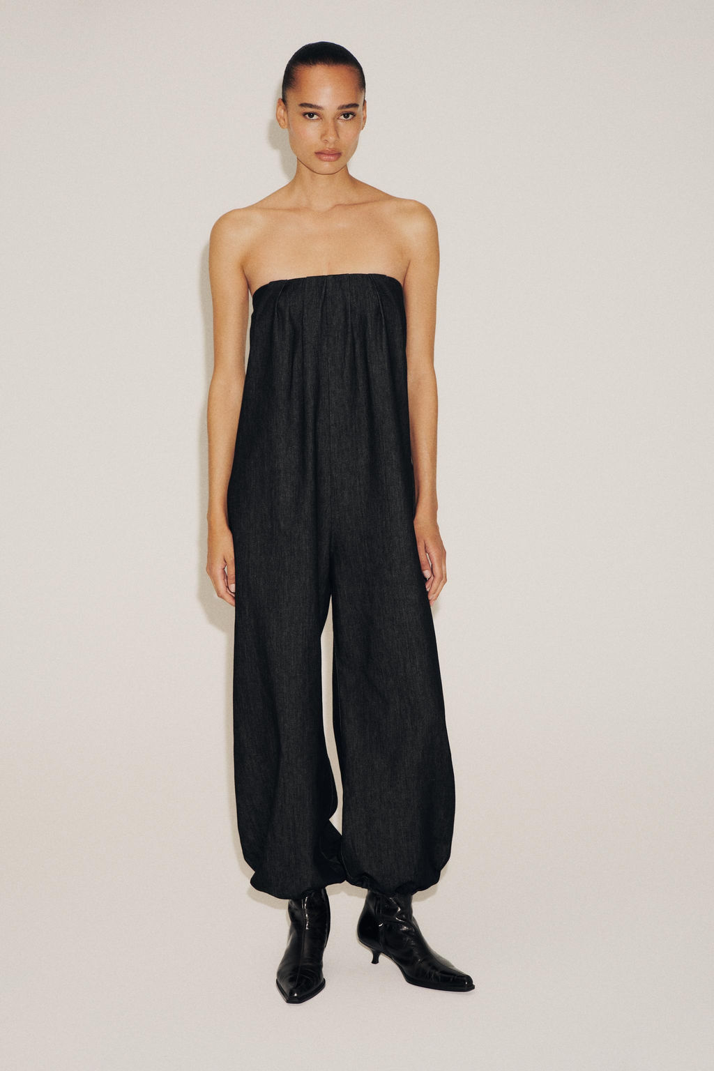 TRF DENIM BANDEAU JUMPSUIT