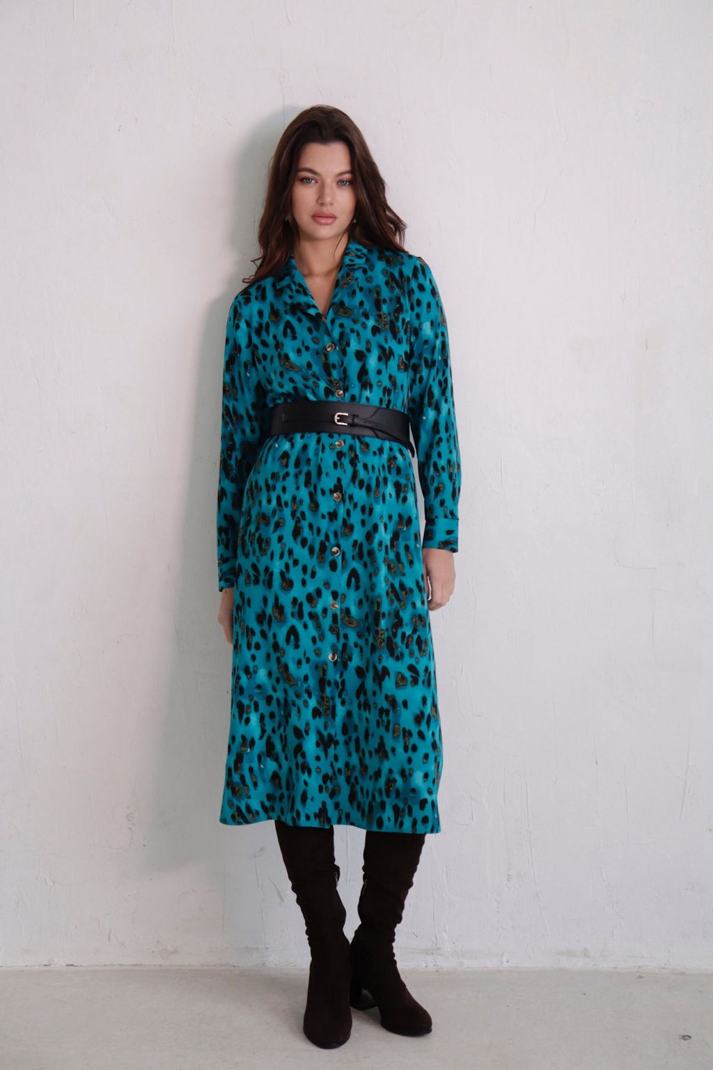 Платье-рубашка с английским воротником принт - Martichelli фото 172