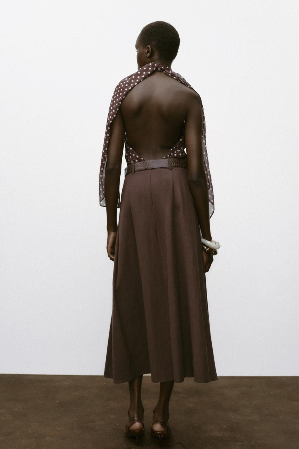 BELTED MIDI A-LINE SKIRT - Zara фото 5