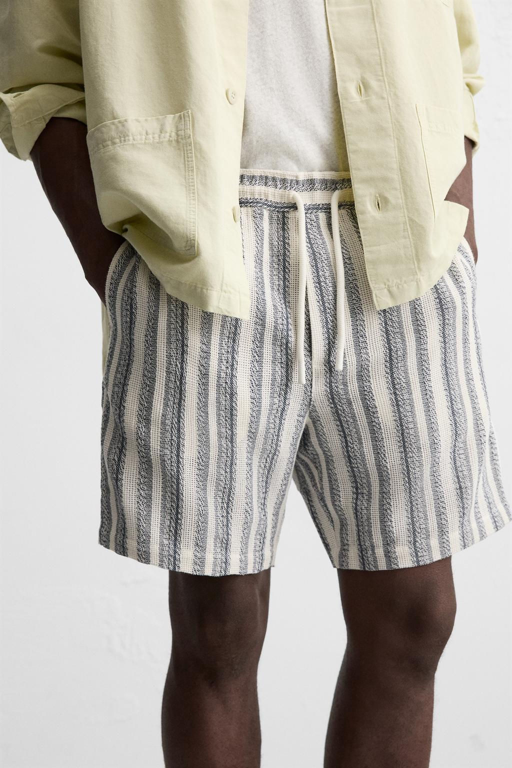 TEXTURED REGULAR FIT BERMUDA SHORTS - Zara фото 7