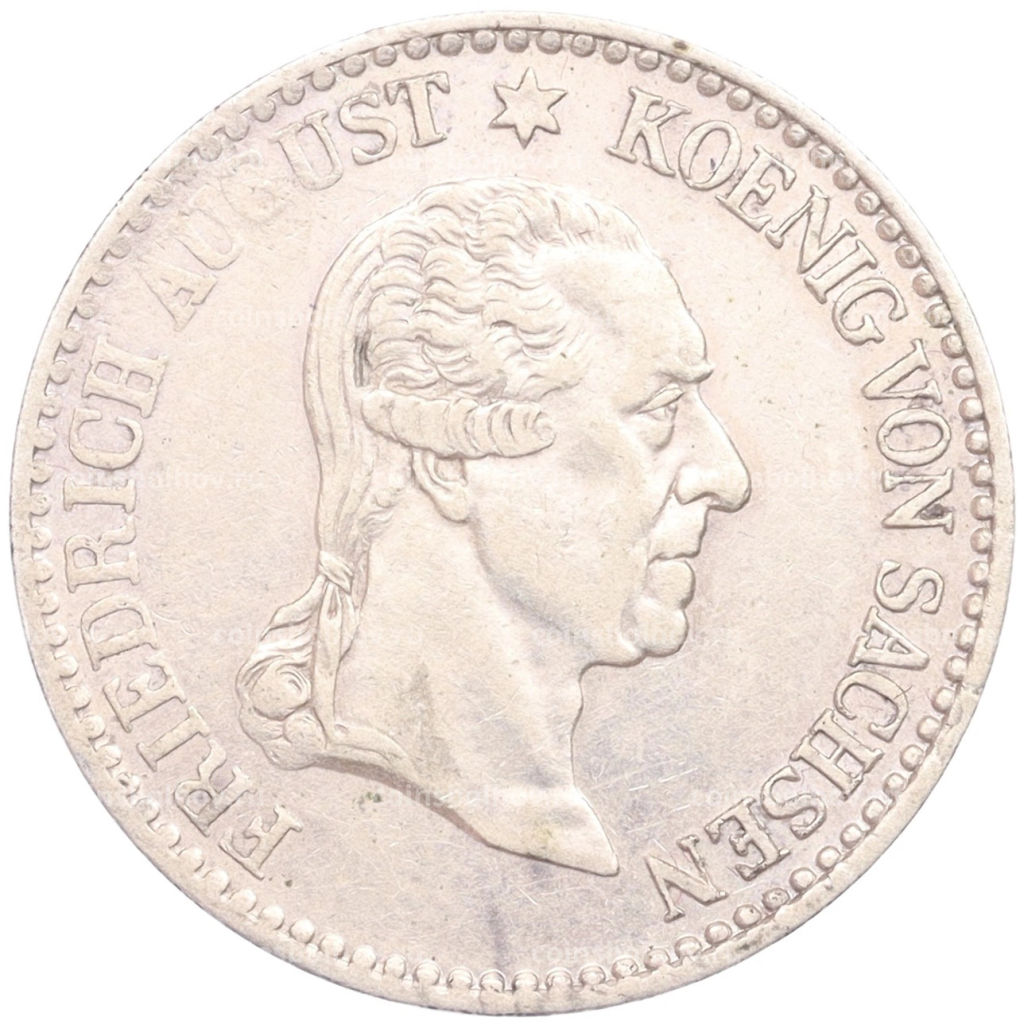 1/6 талера 1827 года Саксония Смерть Короля Фридриха Августа I