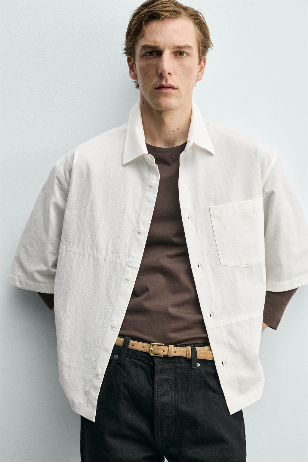 CAMISA RELAXED FIT ALGOD?N / Blanco - Zara фото 5