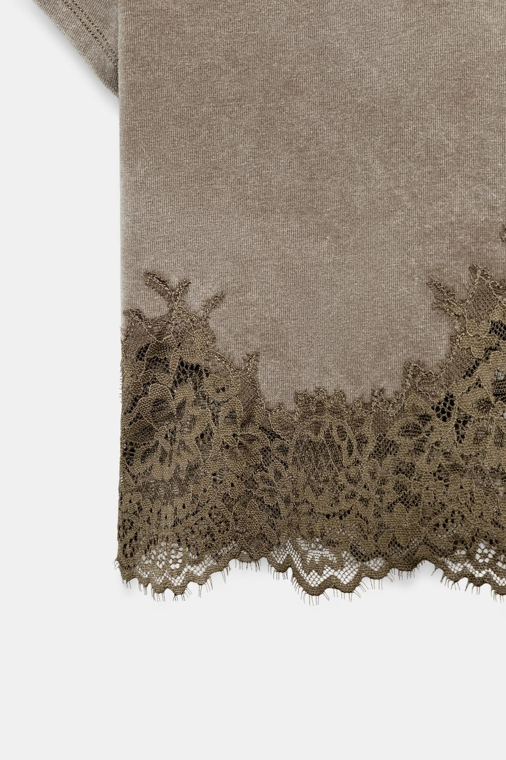 FADED-EFFECT LACE CROP TOP - Zara фото 7