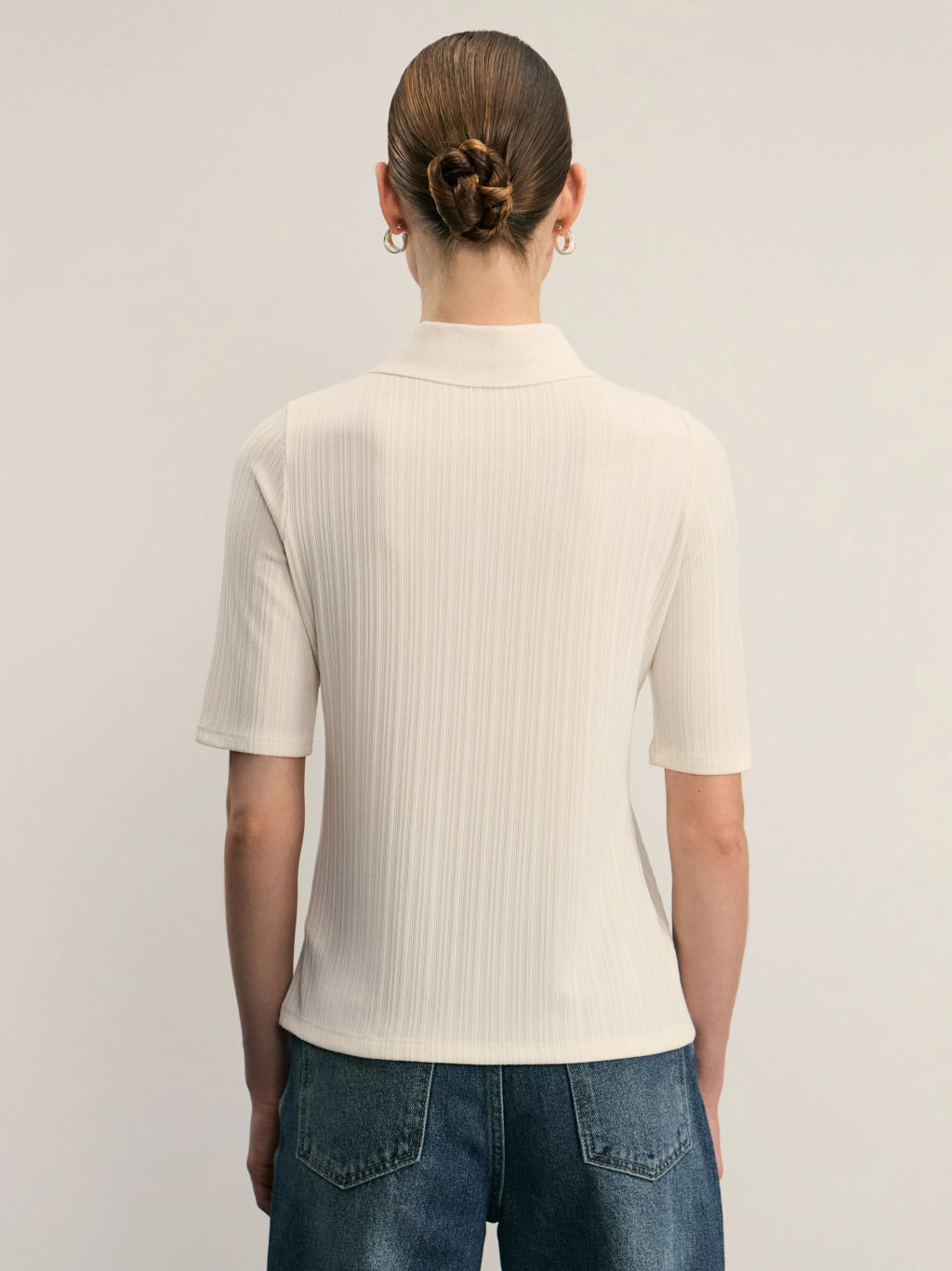 Футболка поло в рубчик / Zarina  фото 5