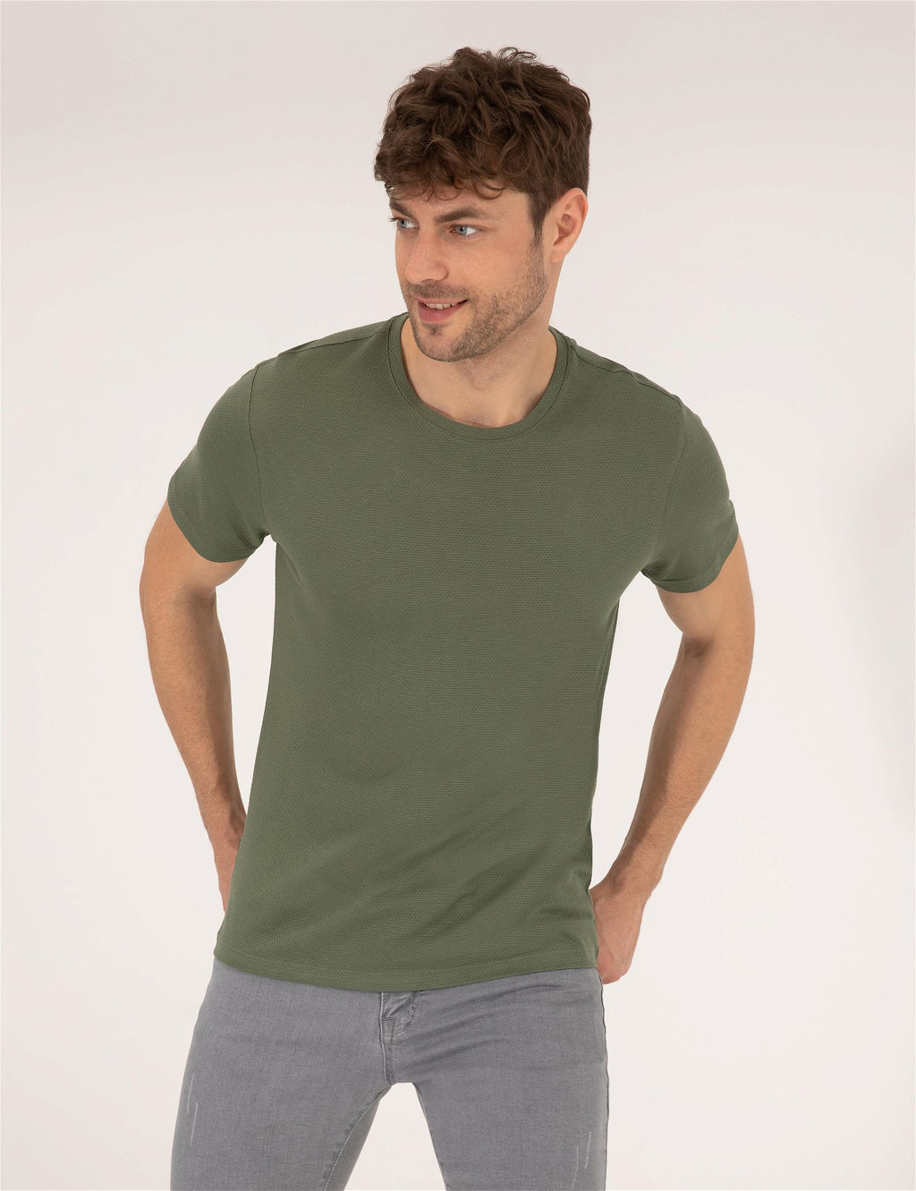 Haki Slim Fit Basic Ti__rt - Pierre cardin фото 3
