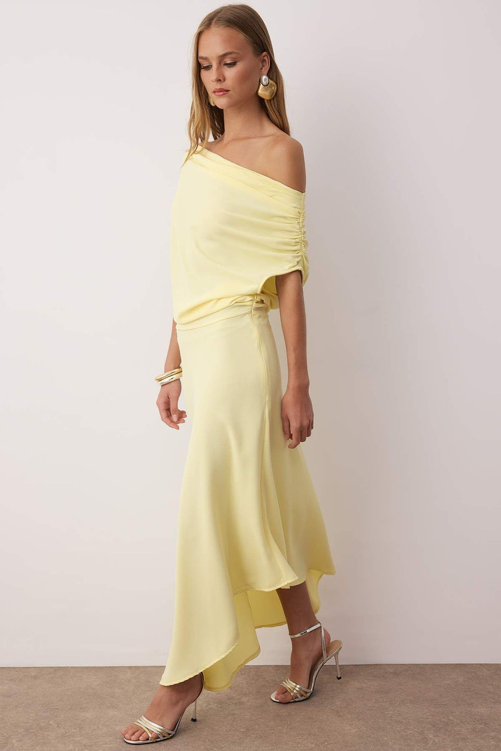 Siyah A Kesim Kay?k Yaka Dokuma Midi S?k Elbise TPRSS25EL00321 - Trendyolmilla фото 5