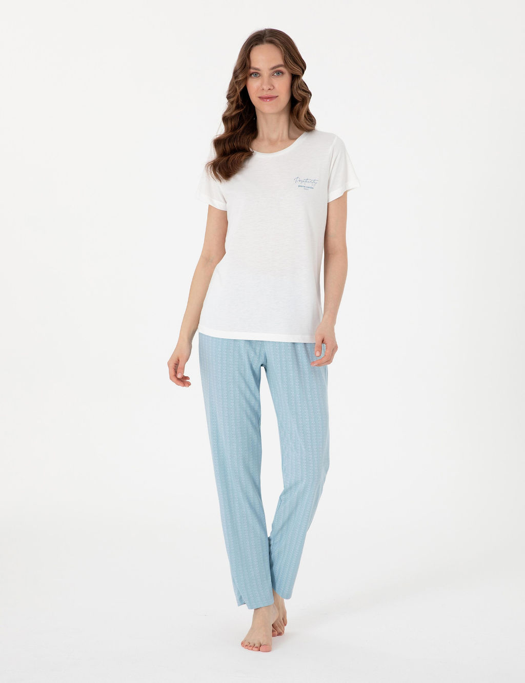 Beyaz K_sakollu Pijama Tak_m_ - Pierre cardin фото 4