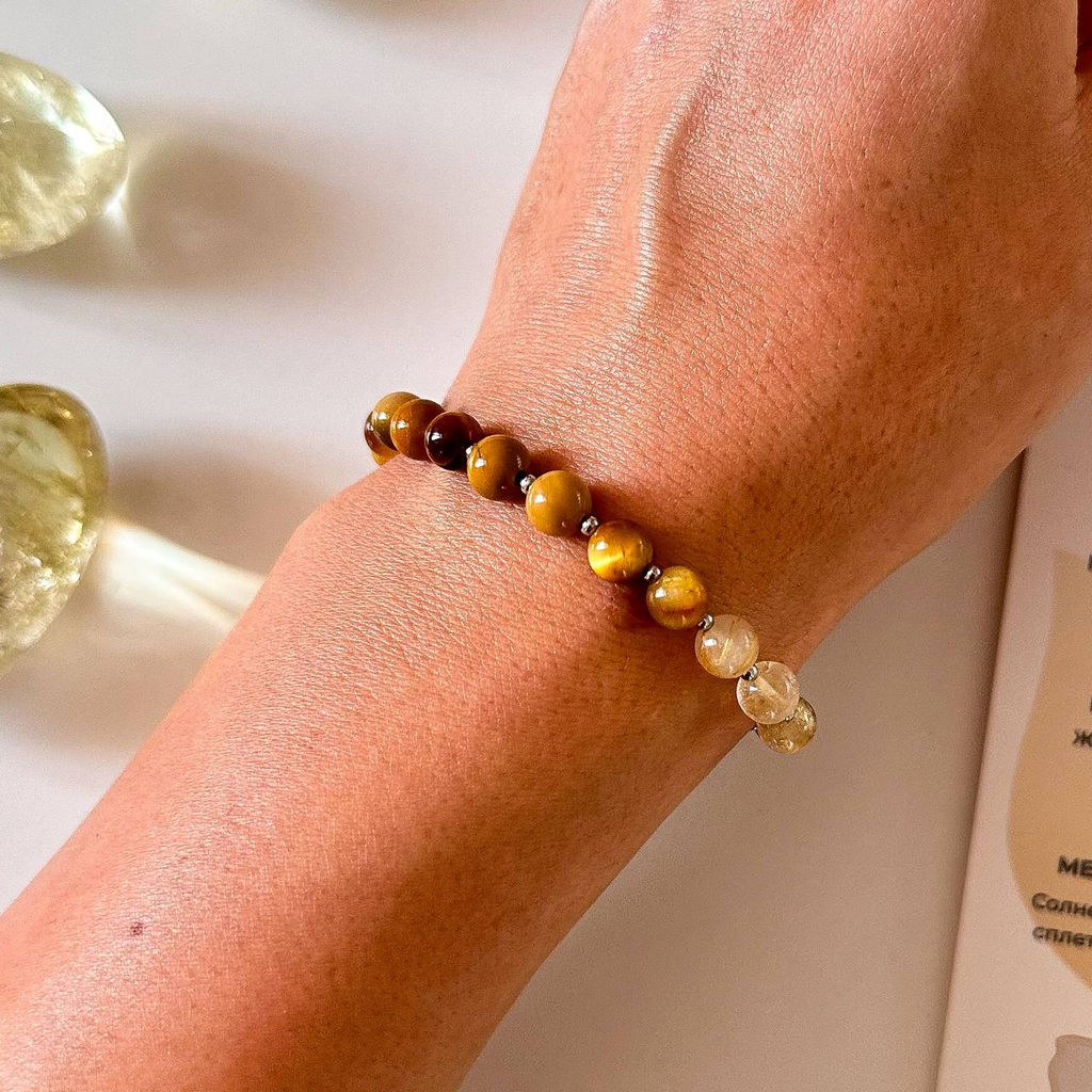 Браслет регулируемый из камней для проработки третьей чакры "Манипура" от 15 см