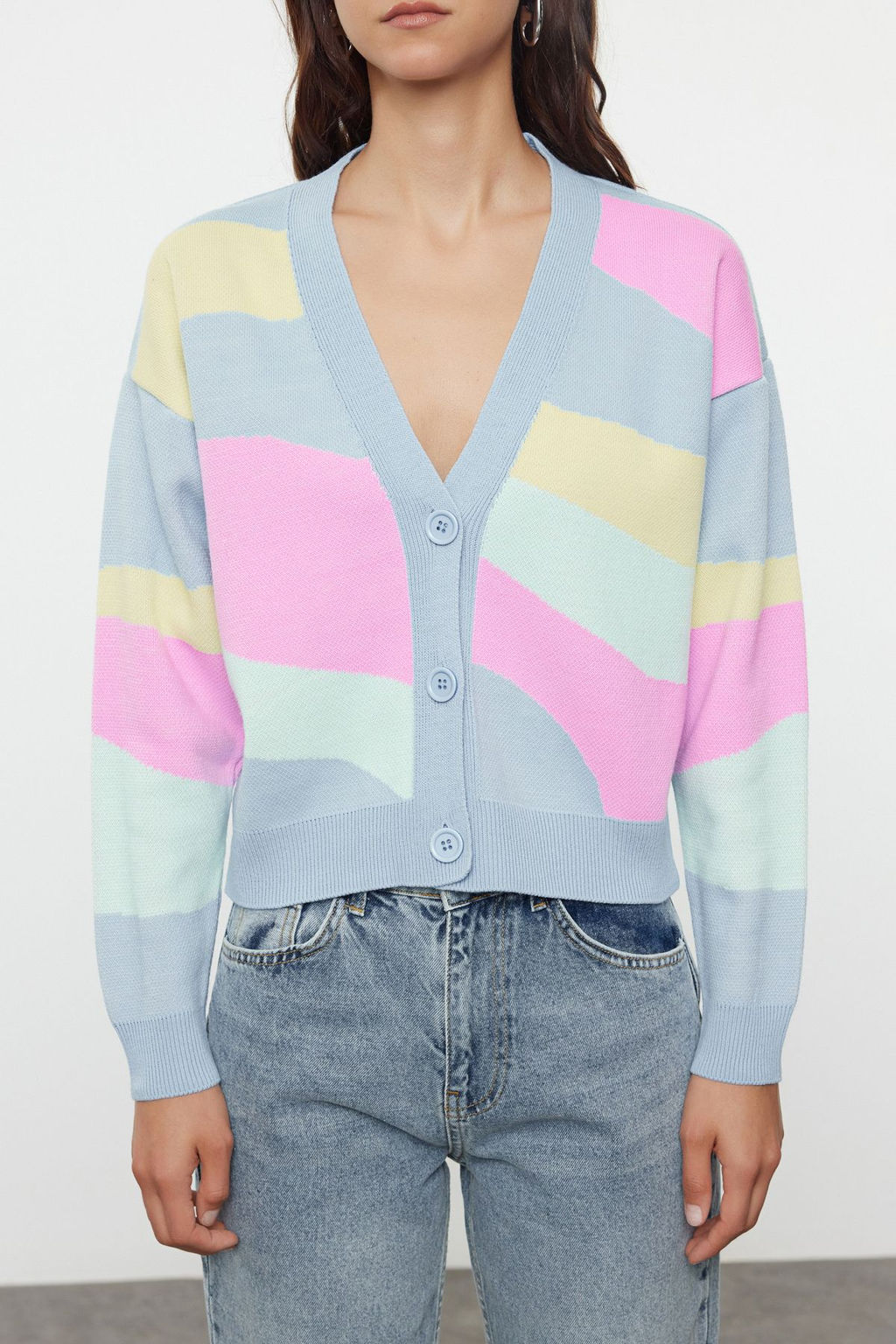 TRENDYOLMILLA Mavi Renk Bloklu Triko H?rka TWOAW25HI00264  фото 3