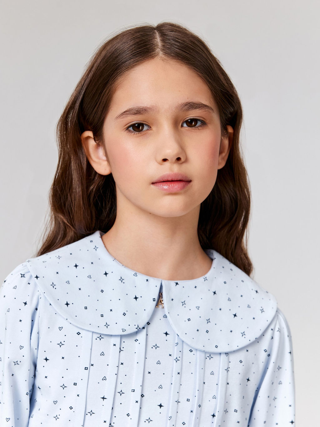 ACOOLA / Блузка детская для девочек Norma голубой принт фото 2