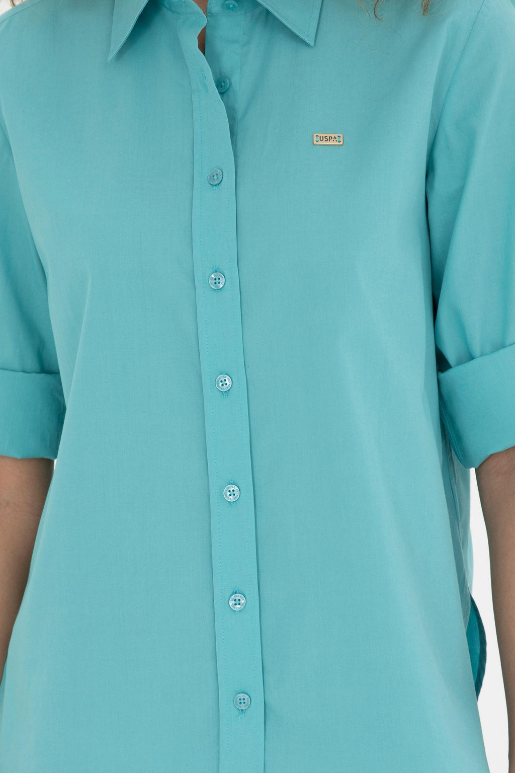 Рубашка U. S. Polo Assn женская с длинным рукавом мятная хлопок - U.s. polo assn фото 13