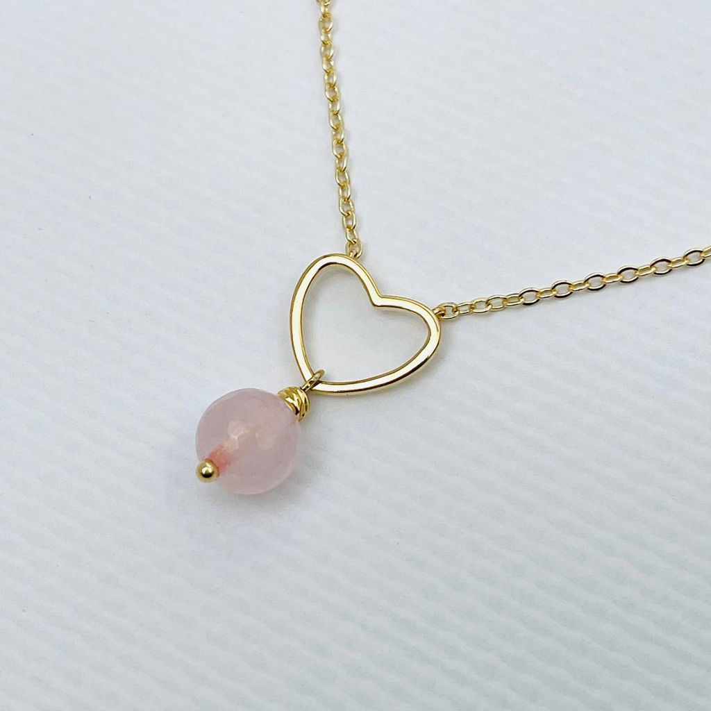 Колье на цепочке с Розовым кварцем 46 см +