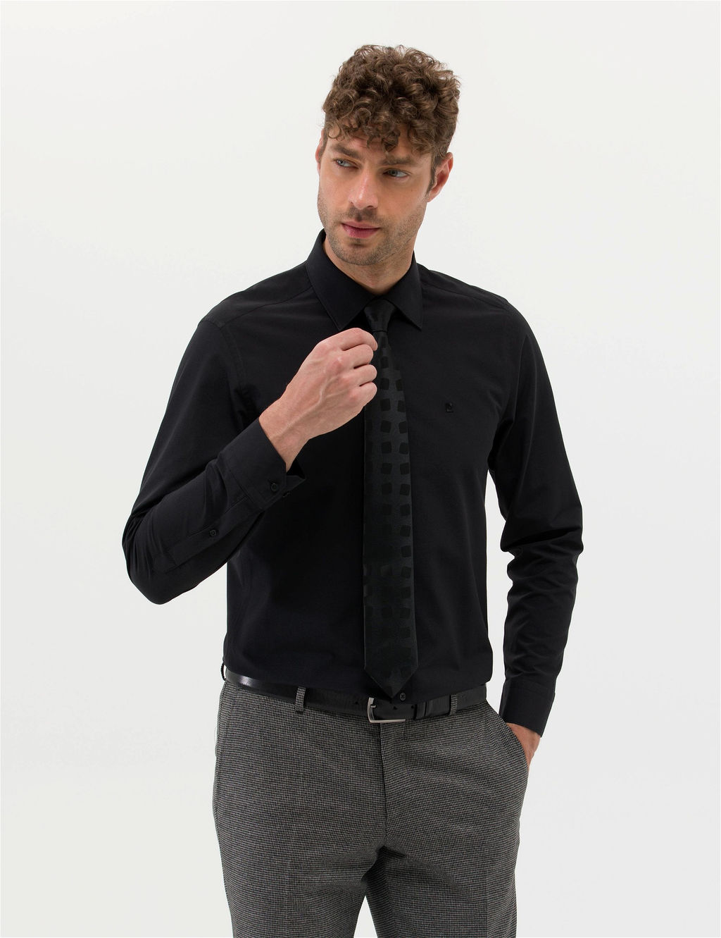 Siyah Slim Fit Uzun Kollu Basic G_mlek