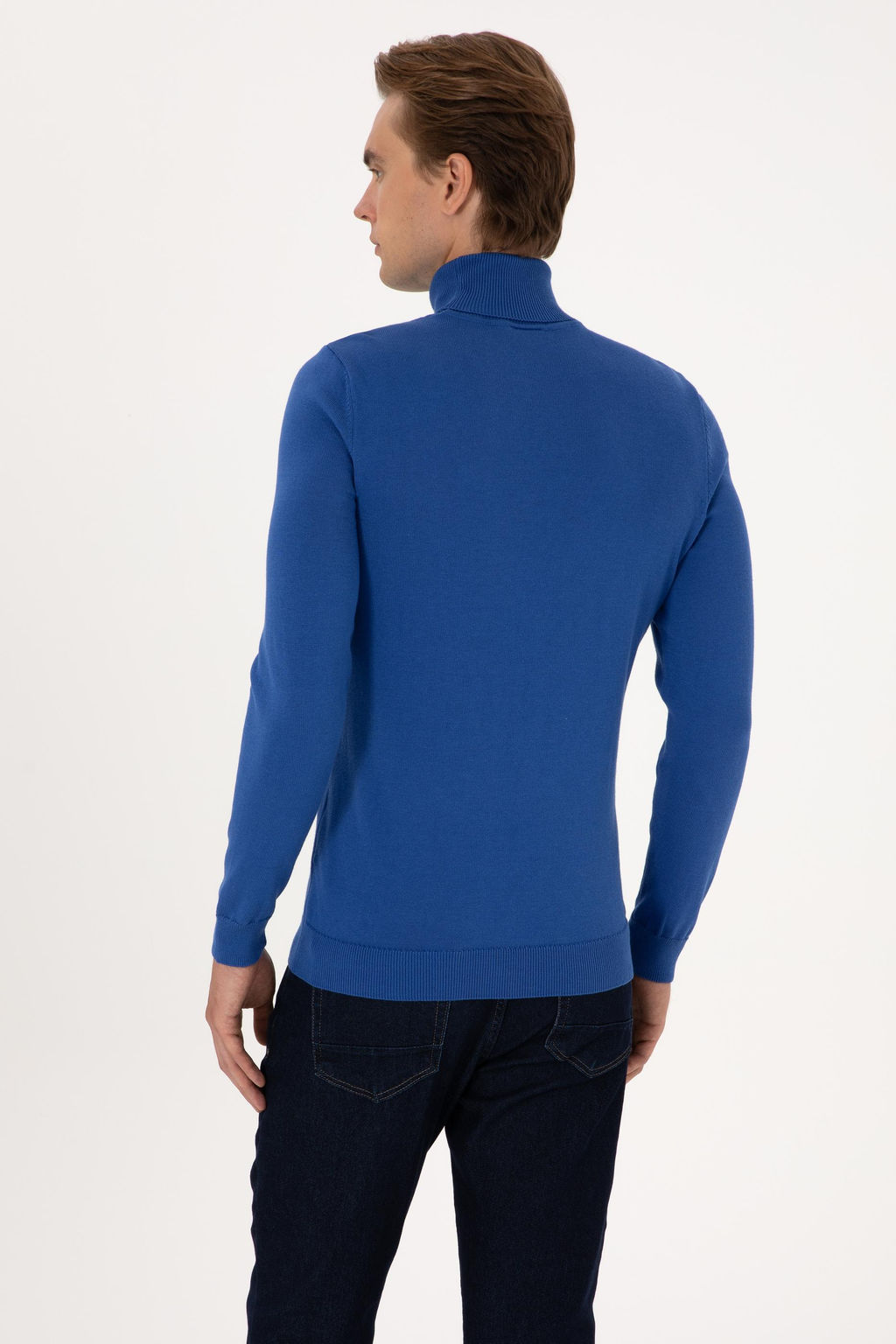 Erkek Slim Fit Bo_azl_ Yaka Saks Basic Kazak - U.s. polo assn фото 5