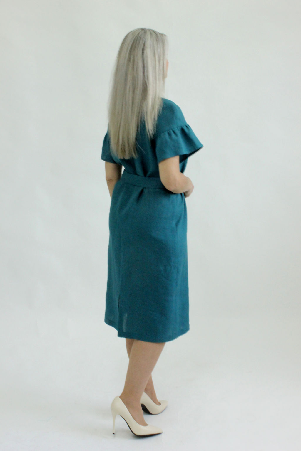 100% ЛЁН Платье ПРЯМОЕ С ПОЯСОМ - Елецкие узоры фото 2