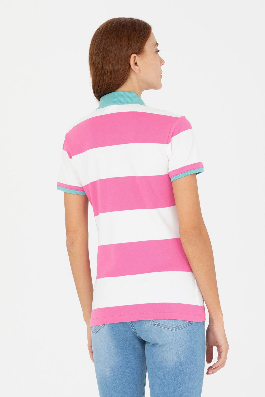 U. S. Polo Assn Женская розовая футболка с воротником-поло - U.s. polo assn фото 5