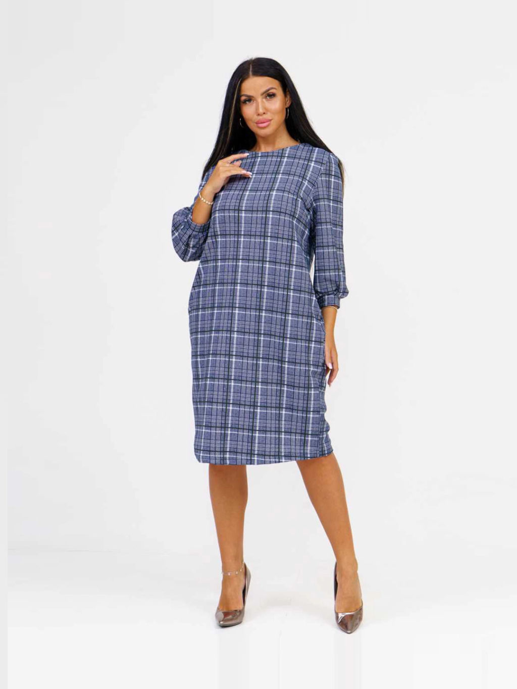 Платье женское, цвет синий белый