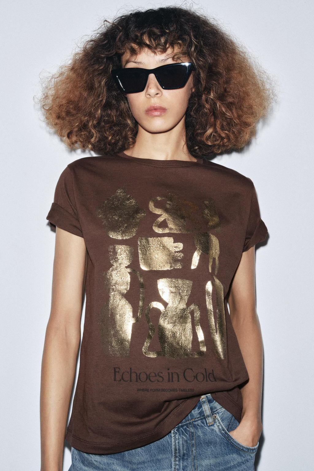METALLIC SHORT SLEEVE T-SHIRT - Zara фото 2