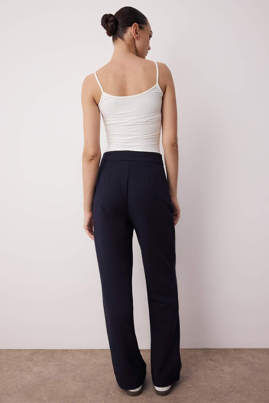 Lacivert Wide Leg/Genis Paca Dokuma Kumas Pantolon TWOAW22PL0139