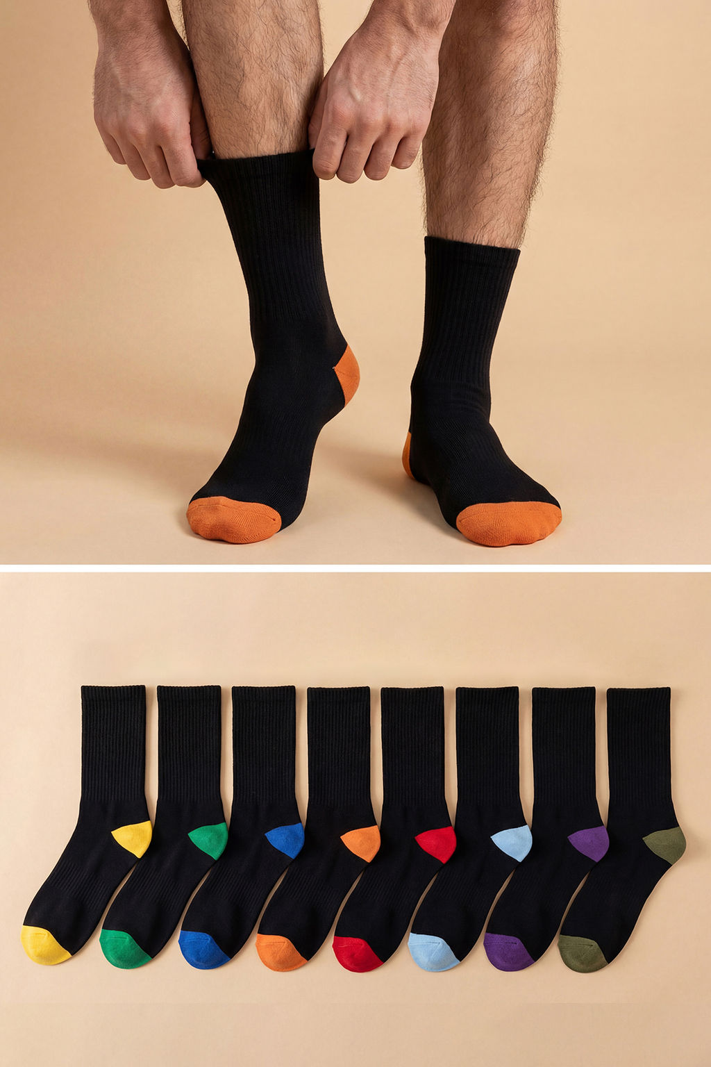 TRENDYOL MAN Cok Renkli Unisex 8li Paket Pamuklu Renk Bloklu Soket-Uzun Boy Corap TMNAW25CO00006 - Trendyolmilla фото 2