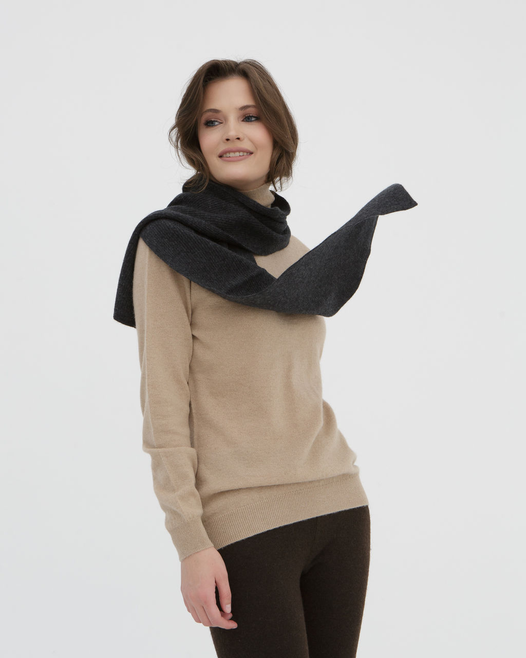 Шарф кашемировый антрацит