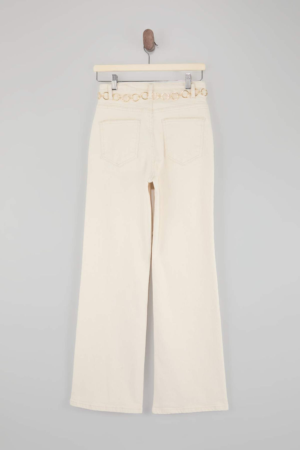 Ekru Zincir Kemer Detayl? Yuksek Bel Az Esnek Wide Leg Jeans TWOSS26JE00186 - Trendyolmilla фото 2