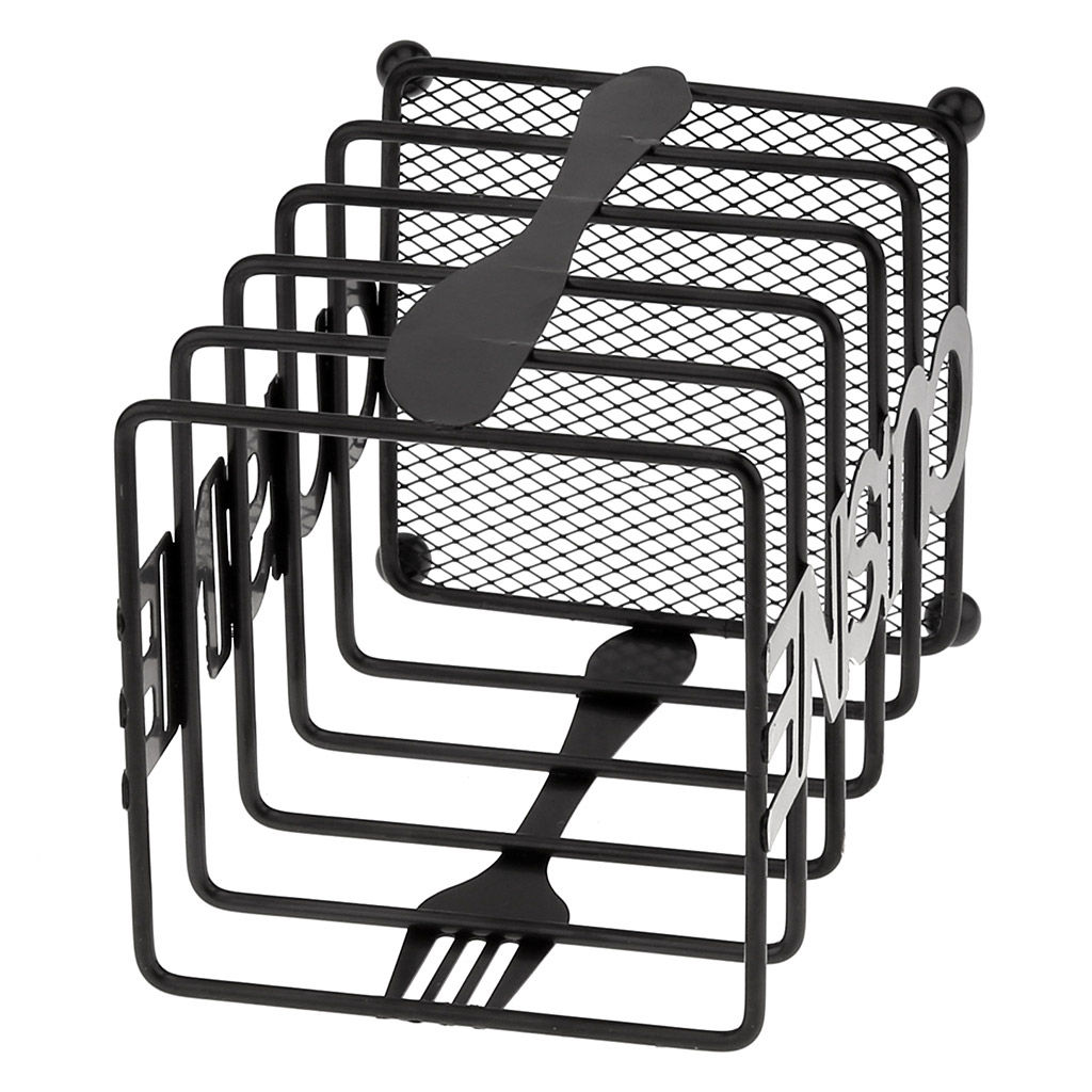 Кухня Подставка металлическая, окрашенная для столовых приборов 10х10см h16,5см, цвет - черный матовый (Китай) - Домашняя мода фото 4