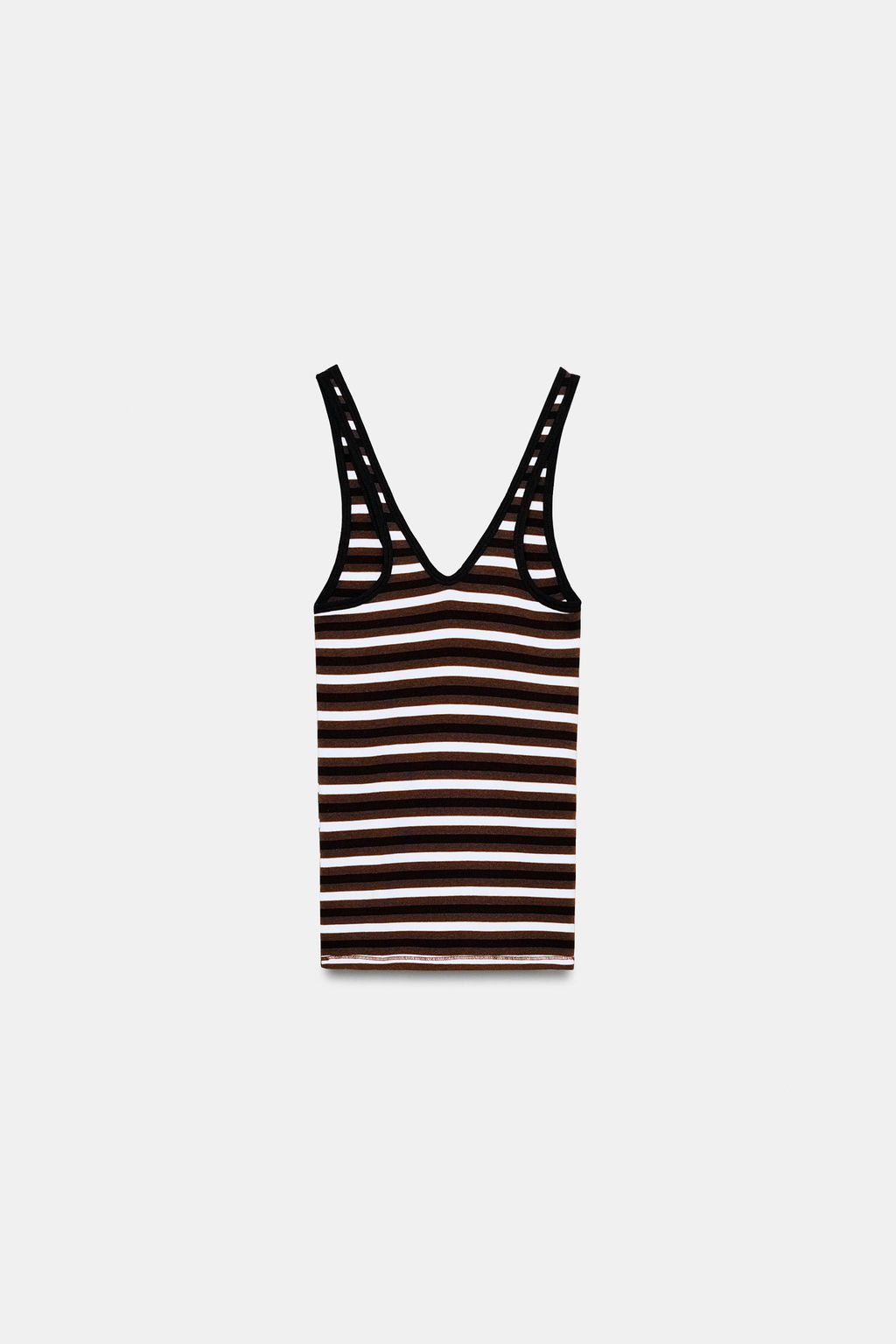 TOP TIRANTES RAYAS / marron/blanco - Zara фото 7