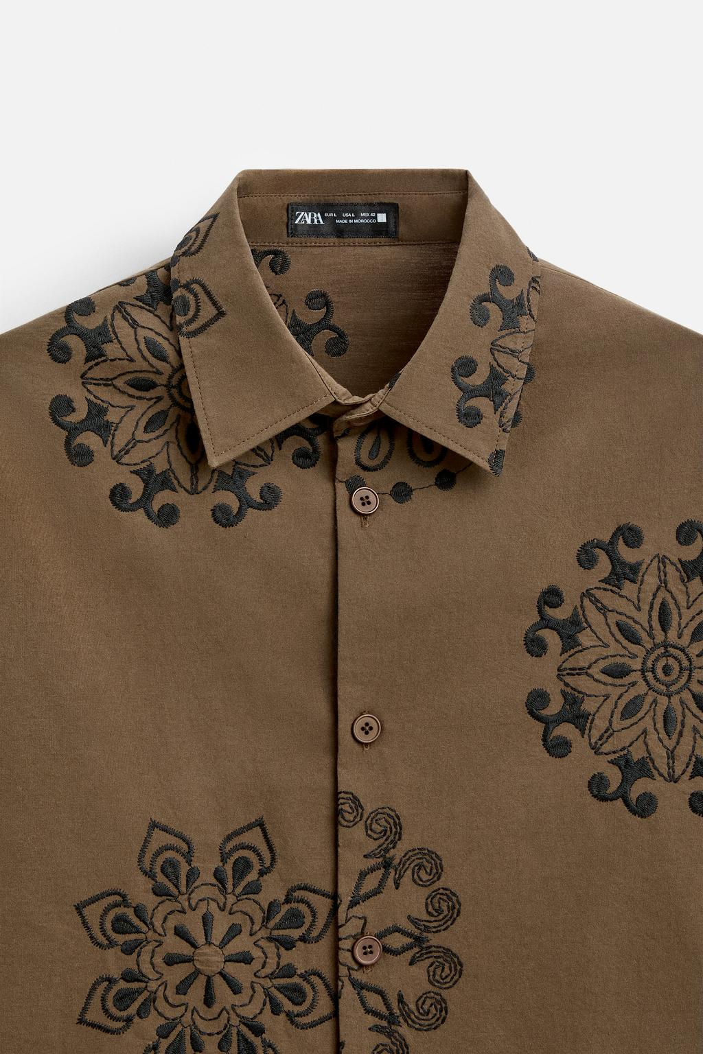 SHIRT WITH FLORAL EMBROIDERY - Zara фото 8
