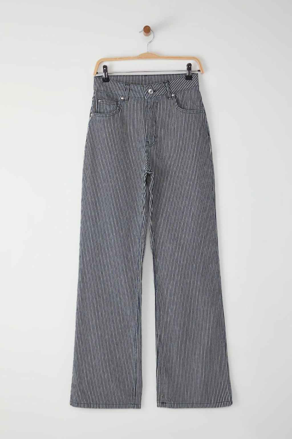 Koyu Mavi Cizgili Normal Bel Wide Leg Jeans TWOSS25JE00258 - Trendyolmilla фото 5