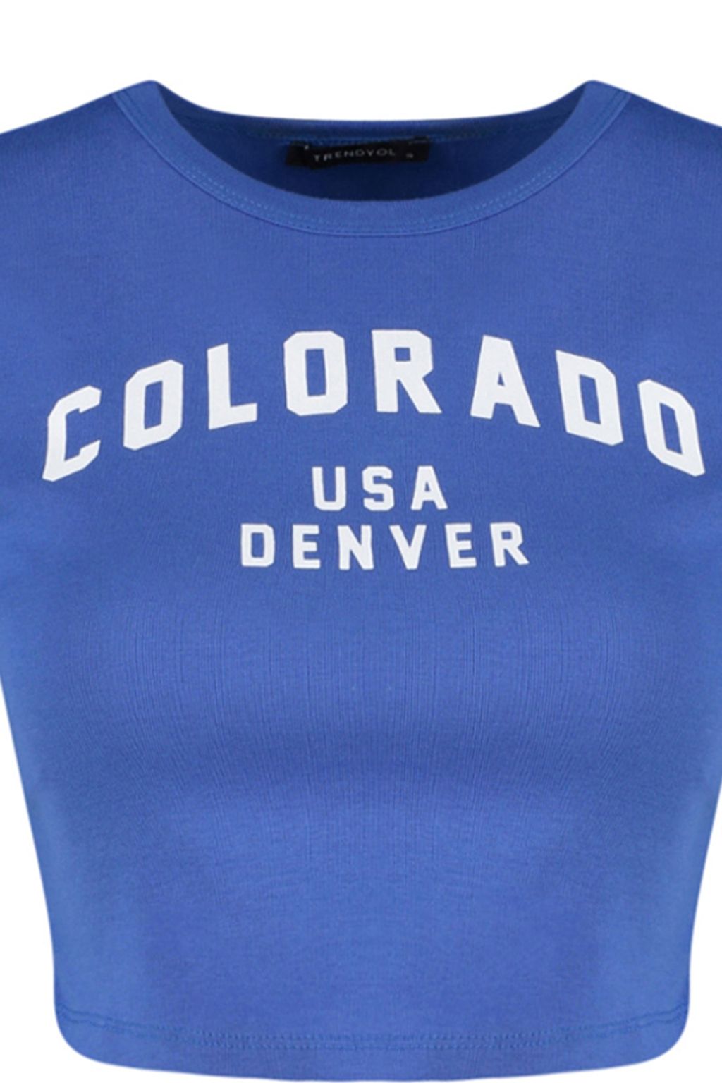 TRENDYOLMILLA Antrasit %100 Pamuk Slogan Bask?l? Fitted/Vucuda Oturan Crop Esnek Orme T-Shirt TWOSS23TS00101 фото 7