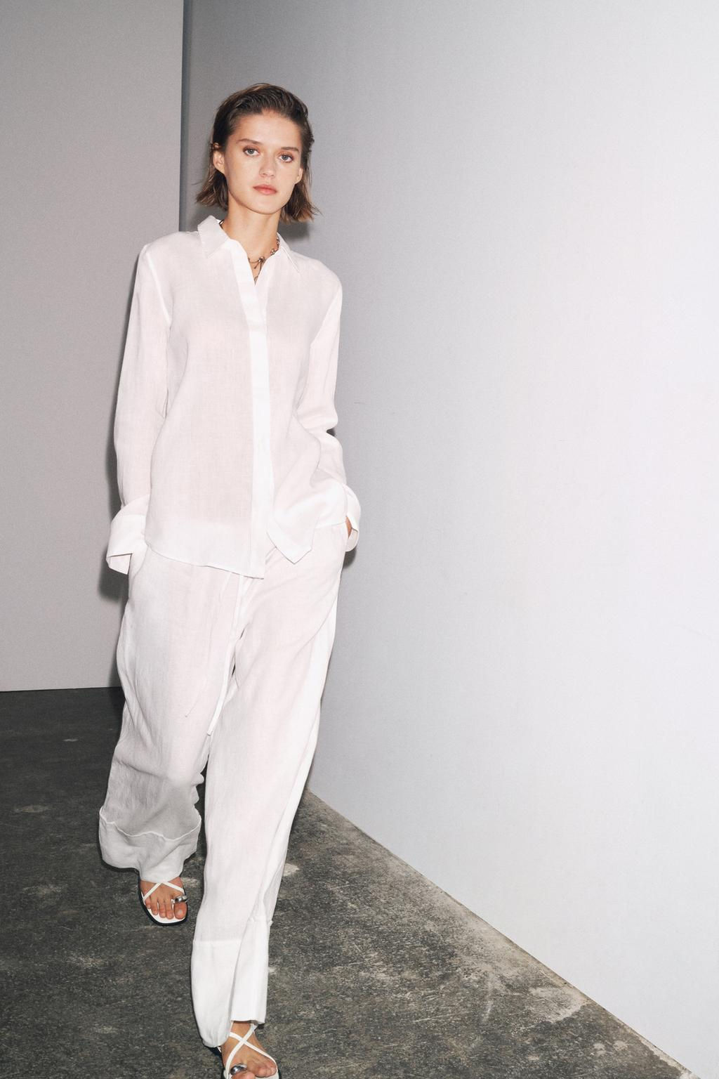 ZW COLLECTION 100% LINEN PALAZZO TROUSERS - Zara фото 25