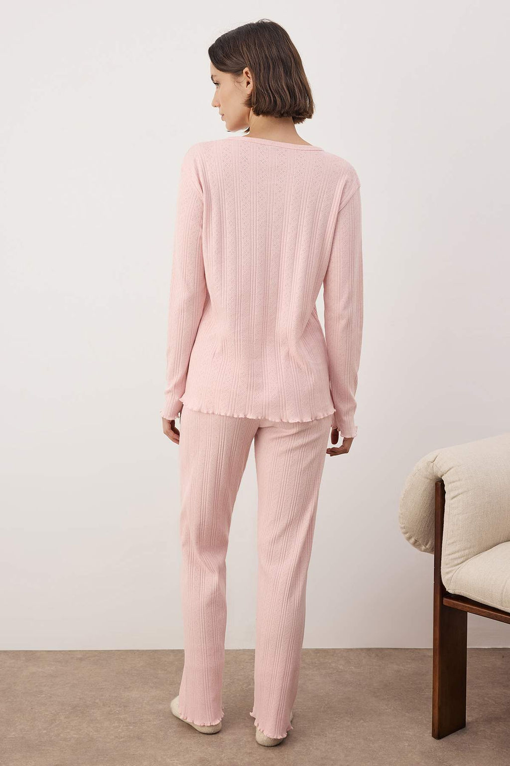 Yesil H?rkal? Pointel/Fitilli Baby Overloklu Orme Pijama Tak?m? THMAW26PT00219 - Trendyolmilla фото 8