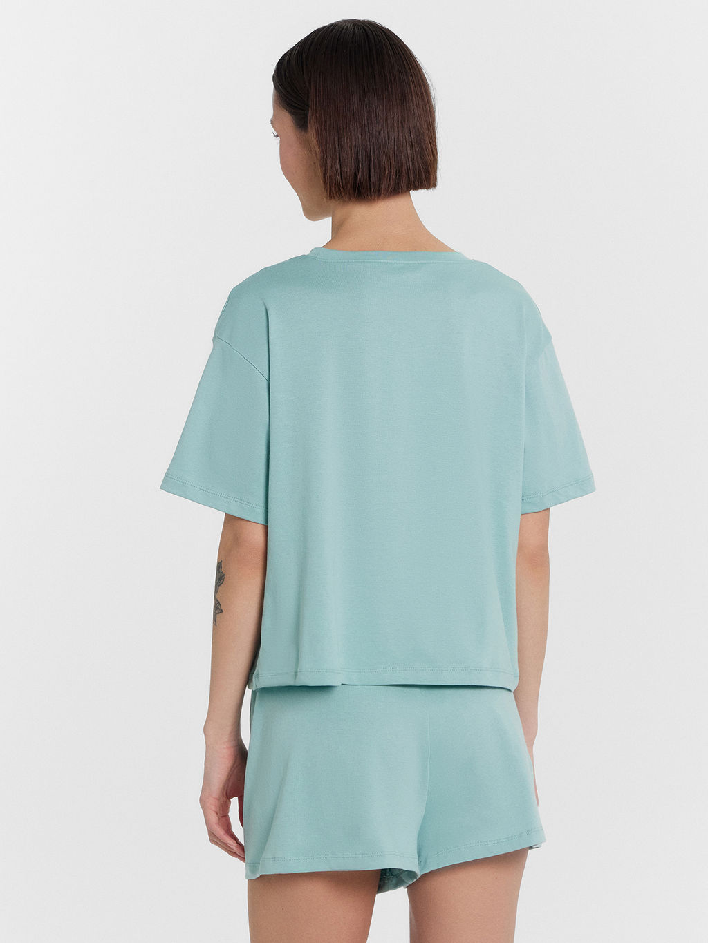 Пижама женская с принтом и надписью AMOUR пыльная бирюза +печать 592536 - Mark formelle фото 3