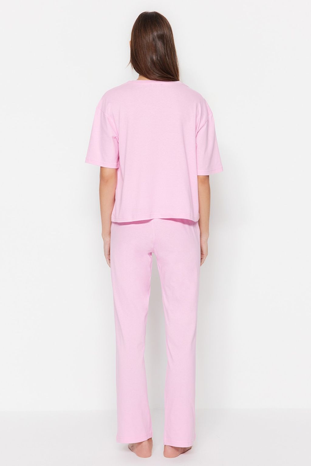 Trendyolmilla Lila %100 Pamuklu Eglenceli Bask?l? T-shirt-Pantolon Orme Pijama Tak?m? THMSS23PT00134  фото 48