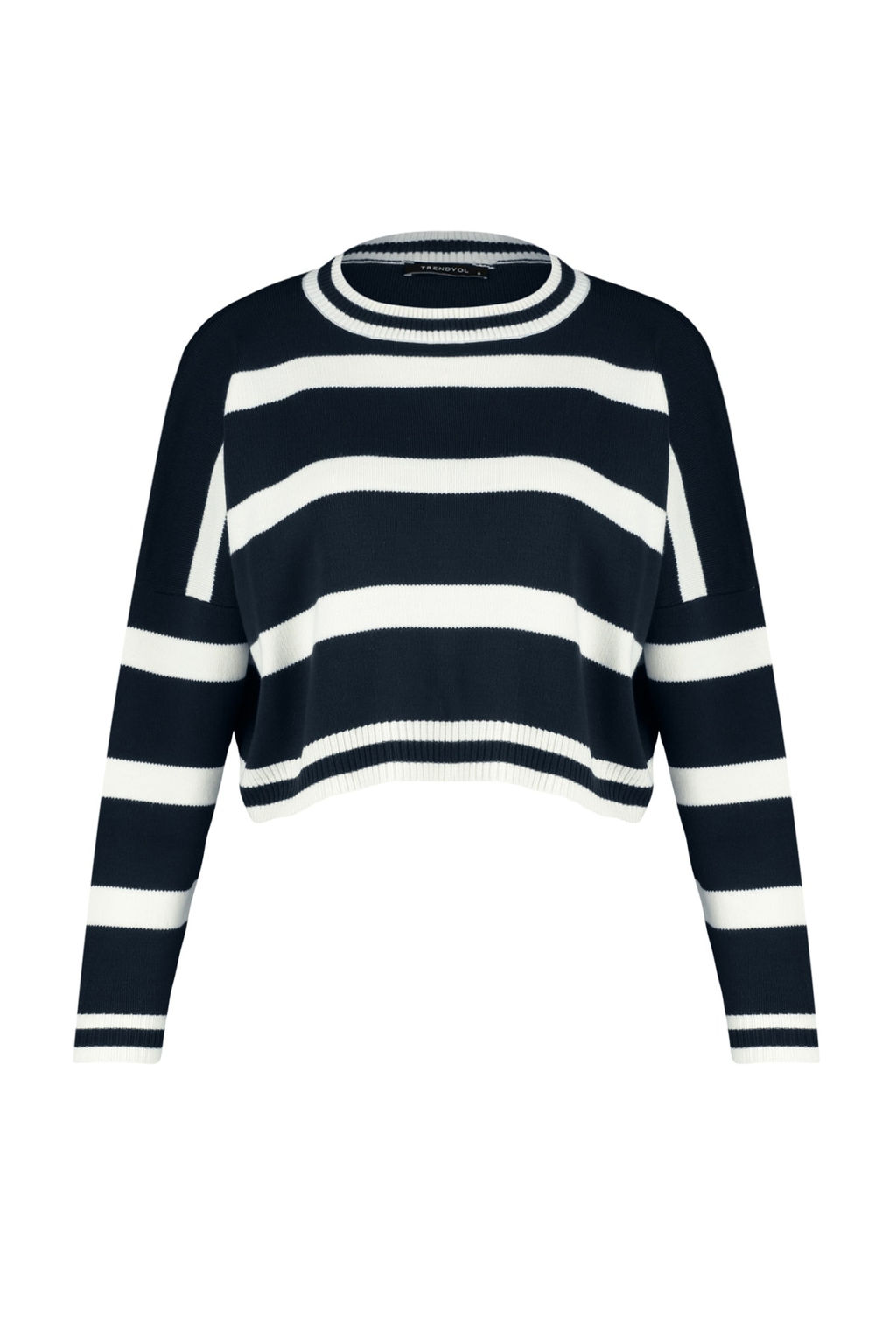 Lacivert Crop Cizgili Triko Kazak TWOAW23KZ00205