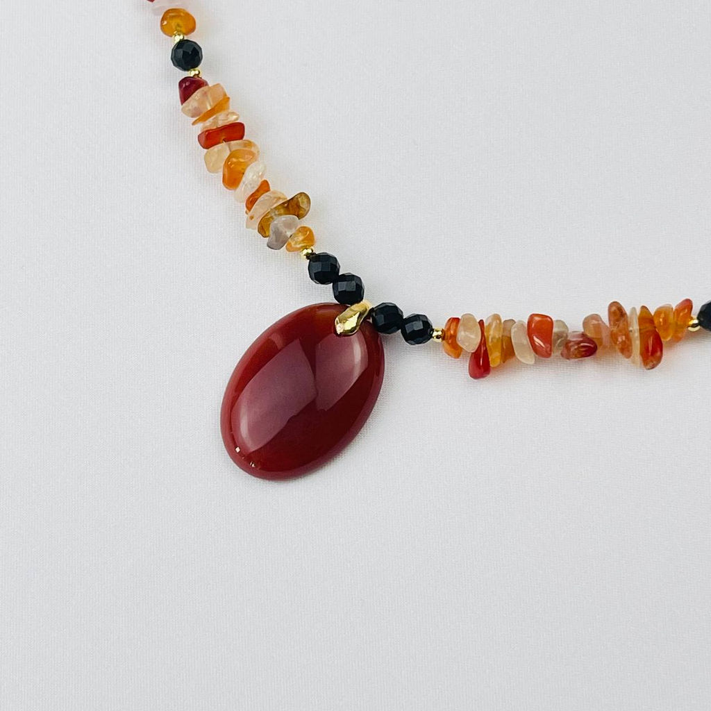 Колье из Сердолика и Обсидиана 45 см +
