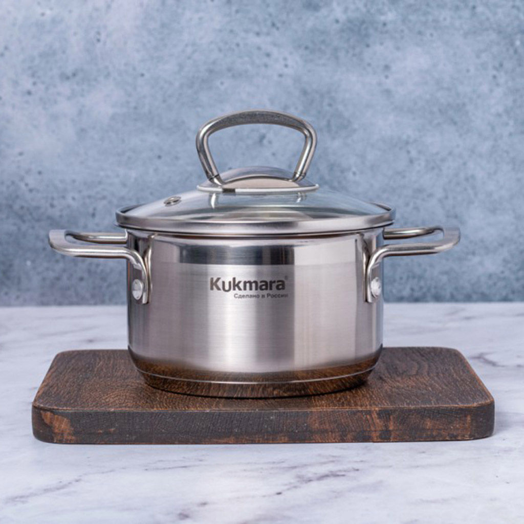 Кастрюля из нержавеющей стали Orion 1л, д14см, h14,5см, s0,05см, дно д12см s0,8мм, стеклянная крышка с пароотводом, мерная шкала (Россия) Подходит для всех видов плит, включая индукционную. - Домашняя мода фото 2