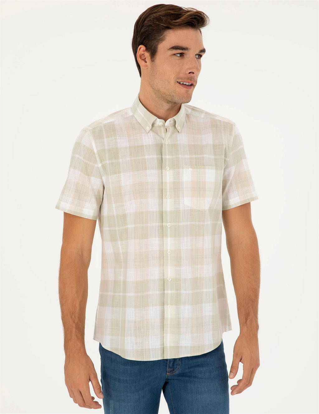 Haki Regular Fit K_sa Kollu G_mlek