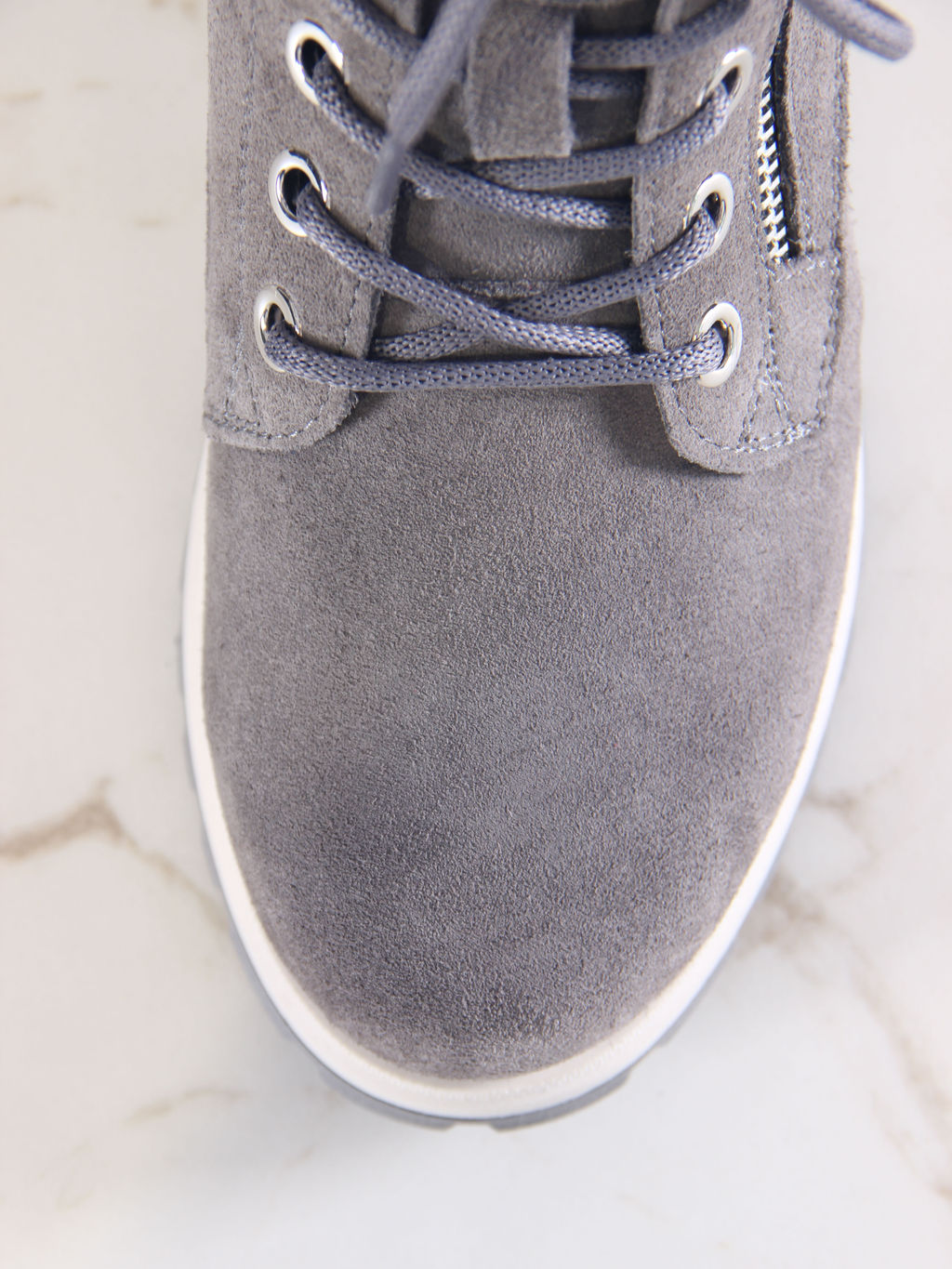 Ботинки 261.uno9gr.Серый замок замша+бежевый/байка