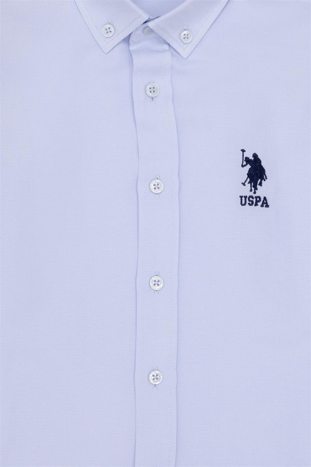 Голубая базовая рубашка с длинным рукавом для мальчика - U.s. polo assn фото 3