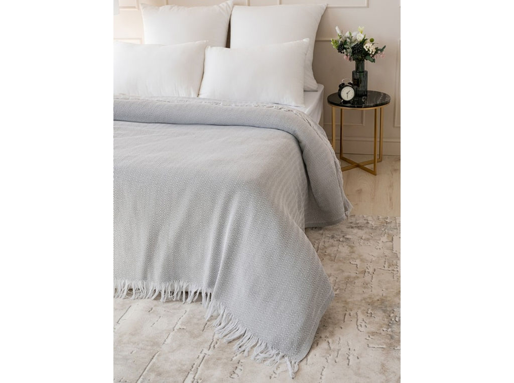 Плед байковый ПБ-400 150*210 жаккард "Скандинавский" цв св.серый