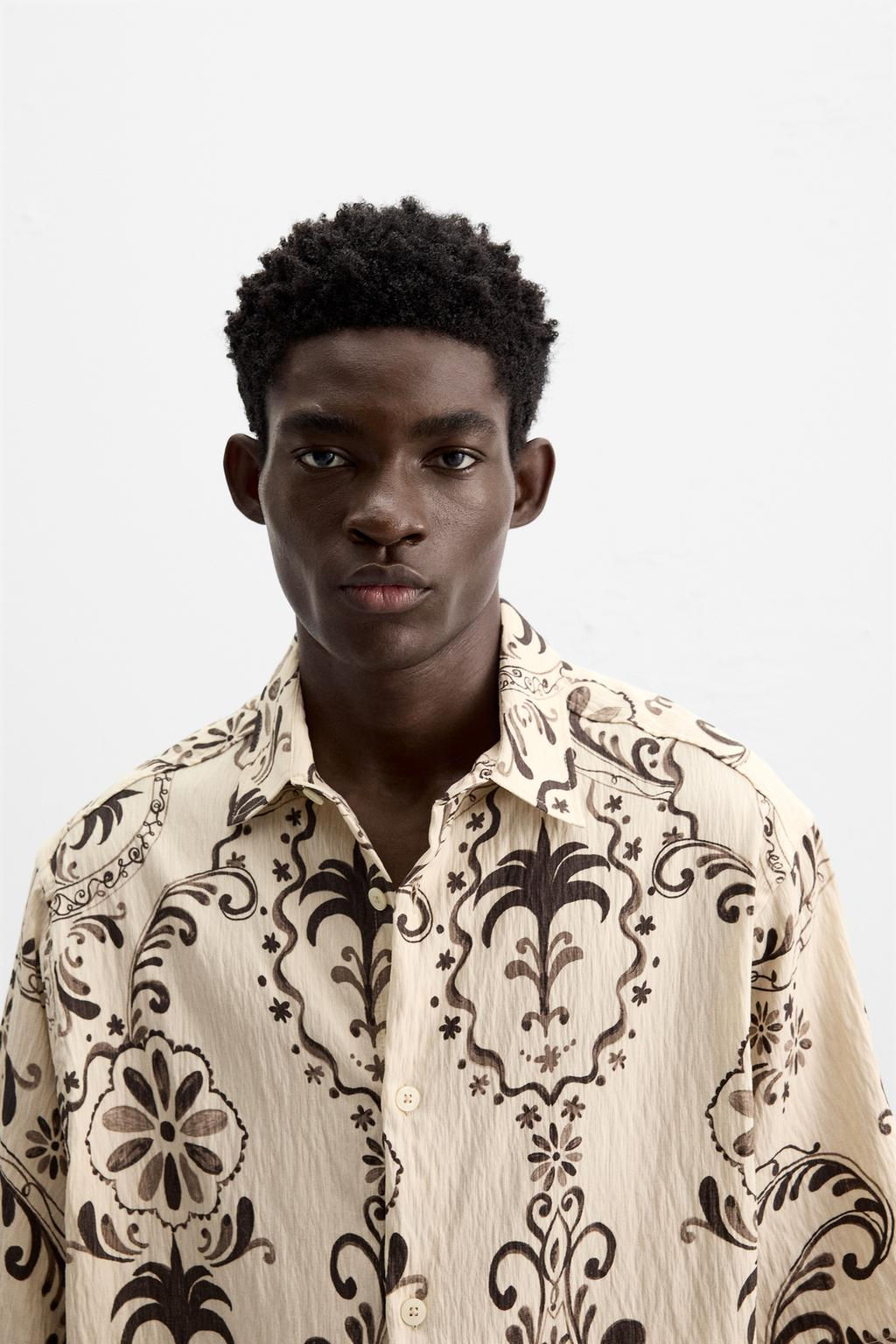 TEXTURED SHIRT WITH PRINT - Zara фото 5