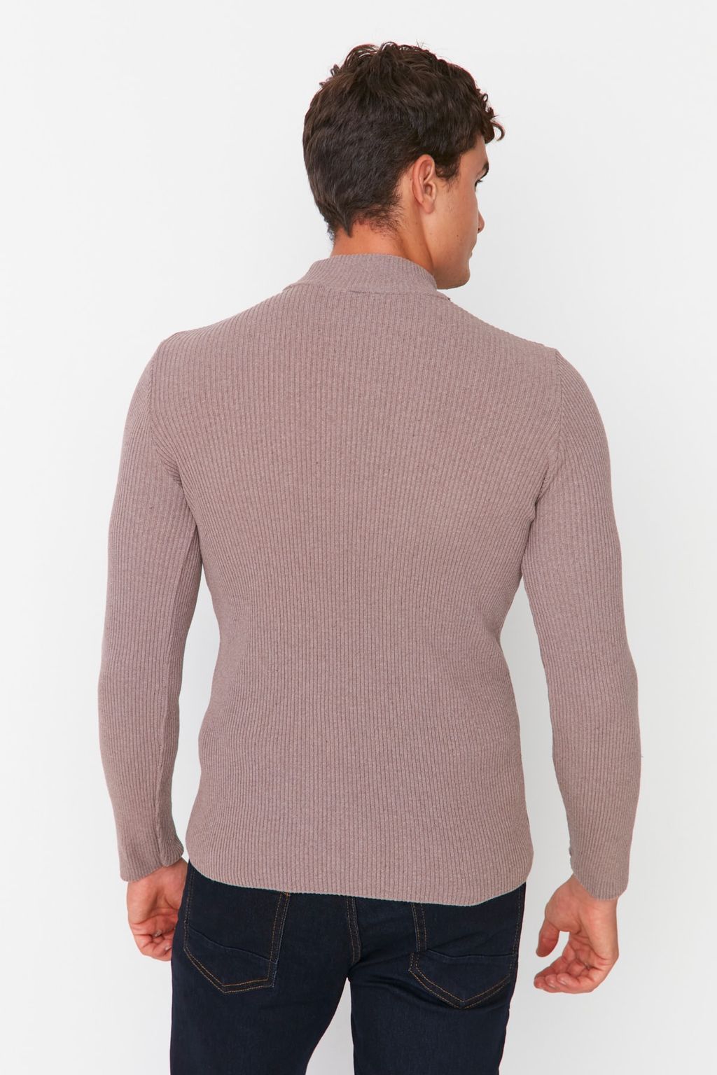 TRENDYOL MAN Ekru Slim Fit Pamuklu Yar?m Bal?kc? Yaka Fitilli Orgu Kazak TMNAW21KZ0568 - Trendyolmilla фото 21