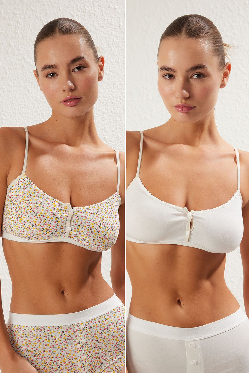 TRENDYOLMILLA Cok Renkli 2li Paket Pamuklu Cicekli Balensiz Kaps?z Bralette Orme Sutyen THMSS25SU00028  фото 2