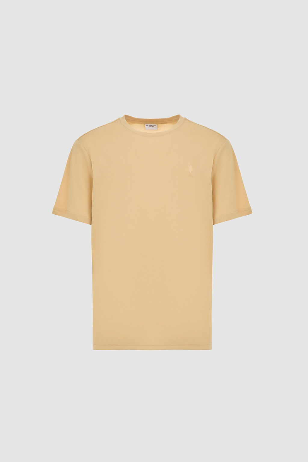 Erkek Regular Fit Bisiklet Yaka Bej Basic Ti__rt