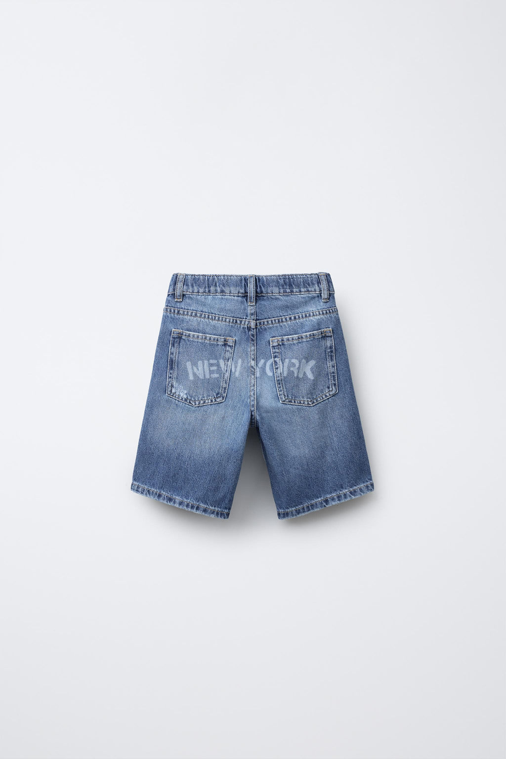 WIDE DENIM BERMUDA SHORTS WITH TEXT PRINT - Zara фото 2