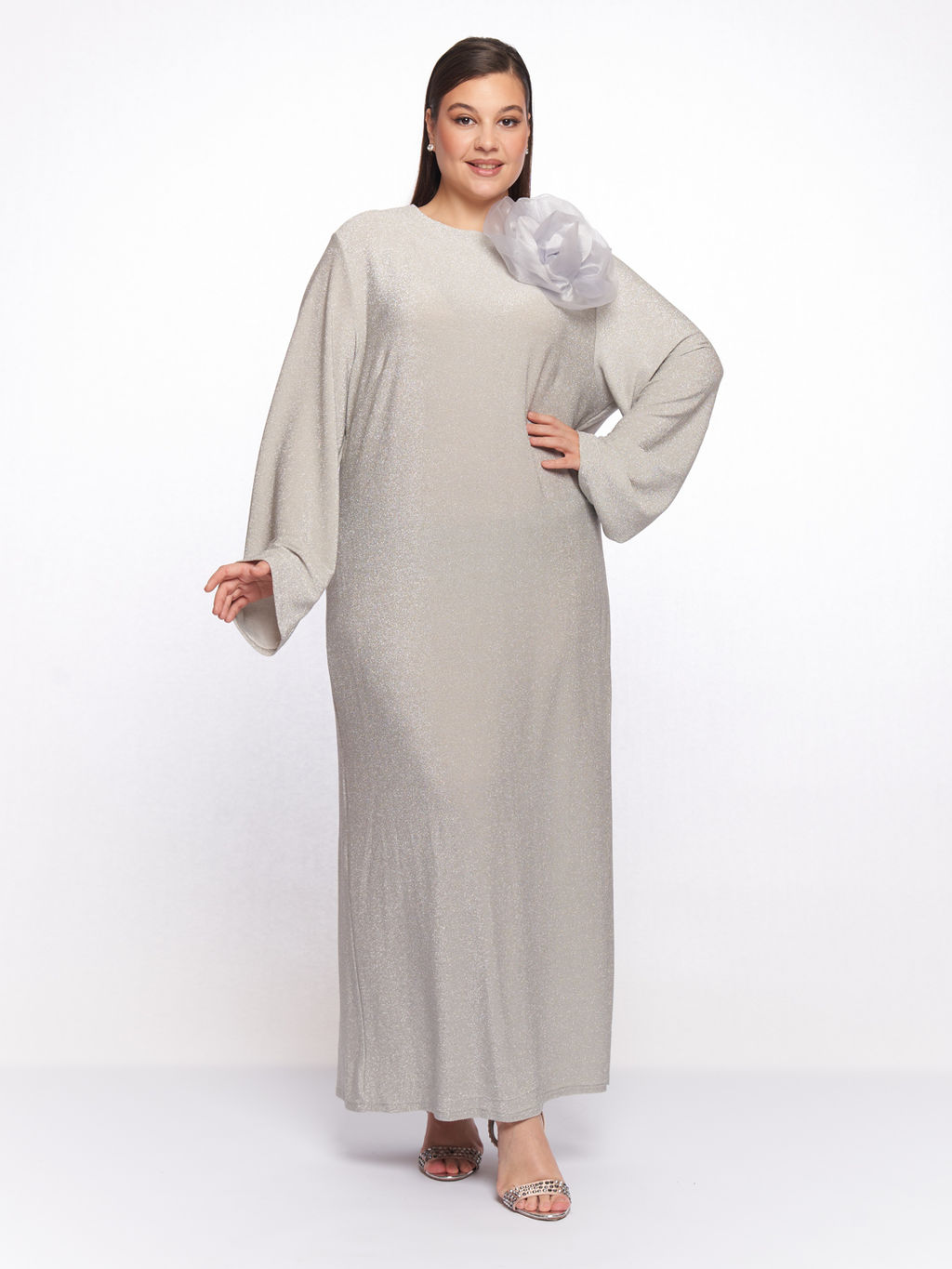 Серое платье с люрексом PP51727GRY24 - Артесса фото 10